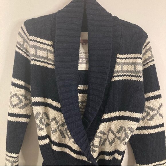 SUPERDRY CO Sz L Knitwear Collection Wool Blend Belted Pockets Cardigan - Picture 2 of 11